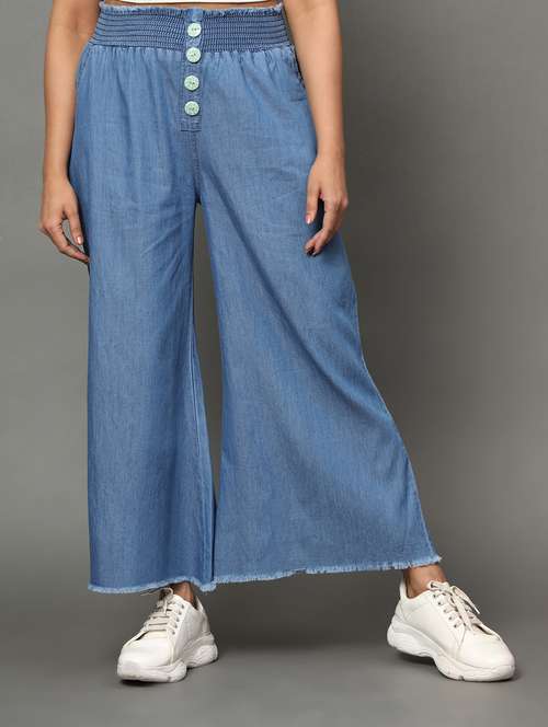 women light blue denim palazzo - 20386842 - Very Small Image - 1