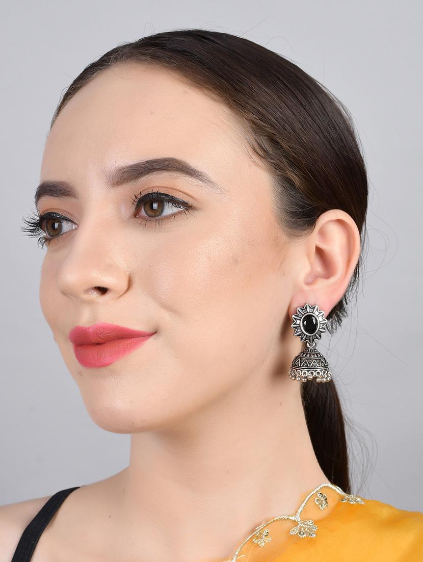 black alloy jhumka earrings - 20388687 - Standard Image - 2