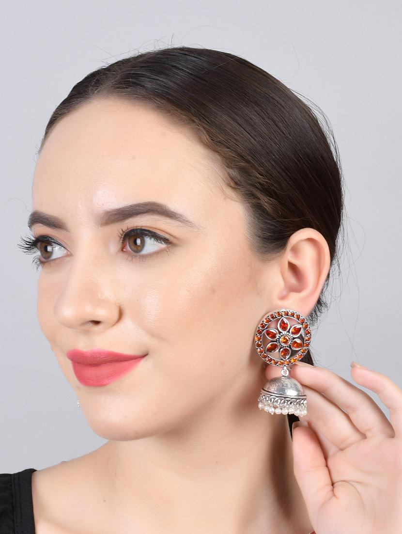 silver alloy jhumka earrings - 20388700 - Zoom Image - 2