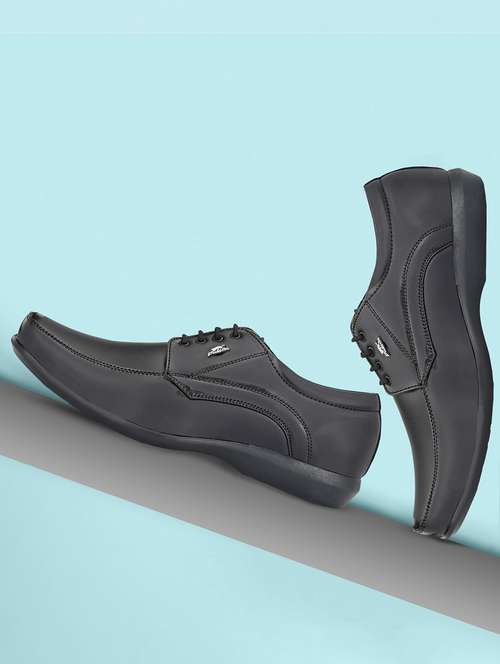 men solid black lace-up derby - 20404226 - Very Small Image - 1