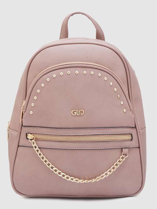 women solid leatherette regular backpack - 20405746 - Very Small Image - 1