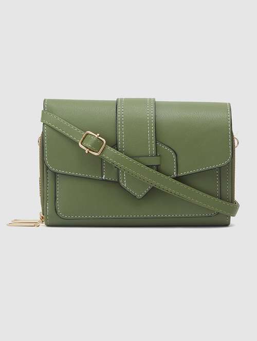 globus women olive solid envelope wallet - 20405795 - Very Small Image - 1