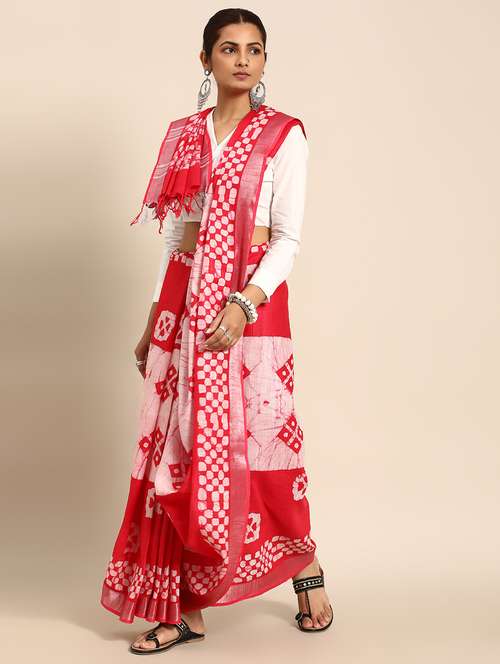 women's printed red colored saree with blouse - 20406154 - Very Small Image - 1