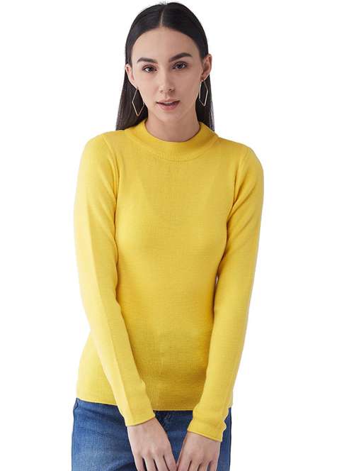 women long sleeved solid regular pullover - 20436487 - Very Small Image - 1