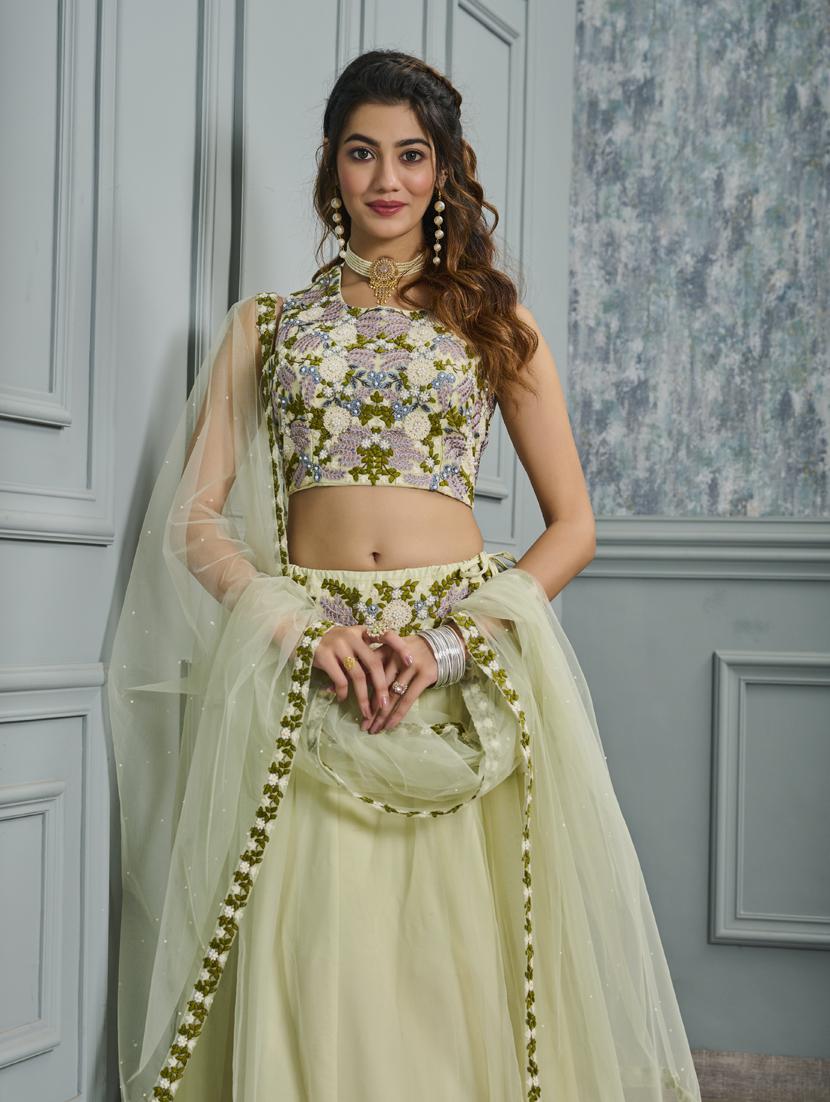 women green stitched lehenga choli with dupatta - 20446502 - Standard Image - 2