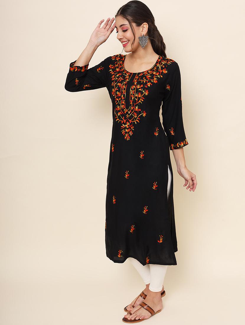 women embroidered straight kurta - 20470416 - Standard Image - 2