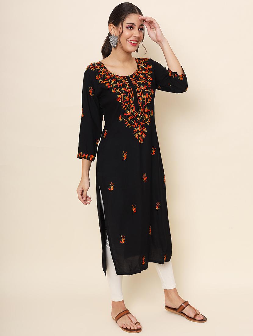 women embroidered straight kurta - 20470416 - Standard Image - 3