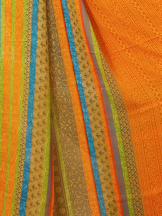 women's printed mustard colored saree - 20474328 - Zoom Image - 4