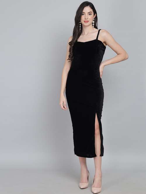 black solid high slit dress - 20497711 - Very Small Image - 1