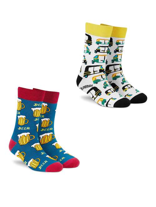 unisex multi colored above ankle length socks combo - 20498590 - Very Small Image - 1