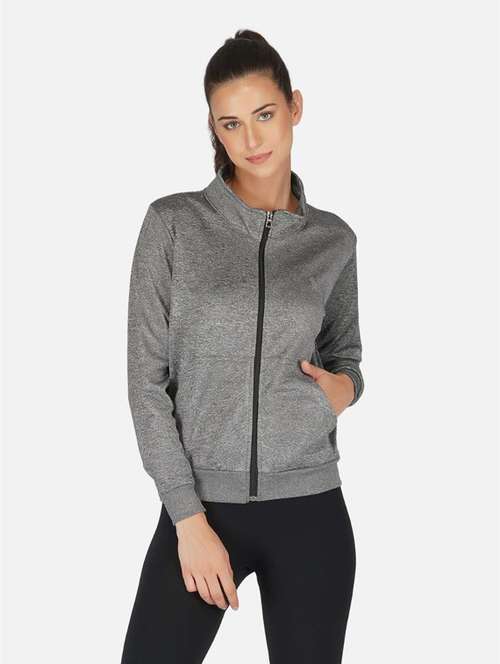 grey stand collar regular jacket - 20501515 - Very Small Image - 1