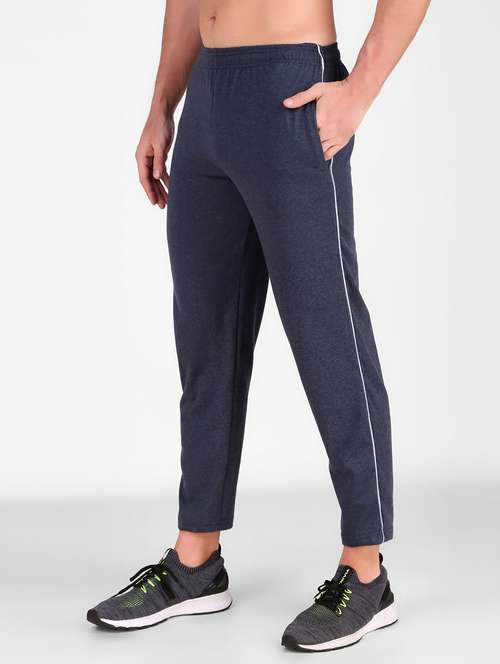 men blue cotton blend track pant - 20502163 - Very Small Image - 1