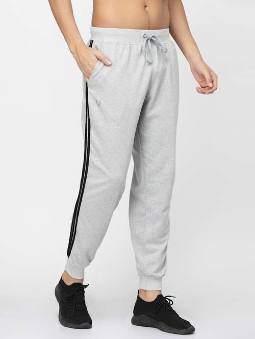 men grey side taped mid rise jogger - 20502307 - Very Small Image - 1