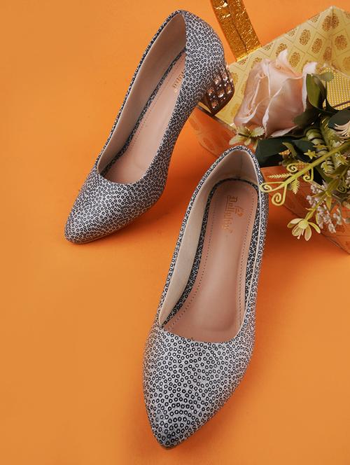 women grey embellished slip on pumps - 20508409 -  Standard Image - 0