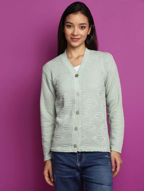 sea green polyester cardigan - 20536719 - Very Small Image - 1