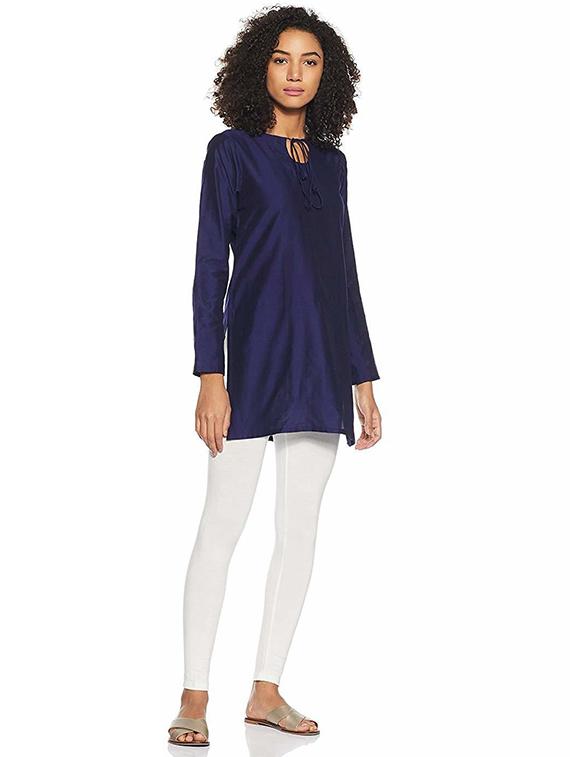 women solid white cotton lycra legging - 20541506 - Standard Image - 2