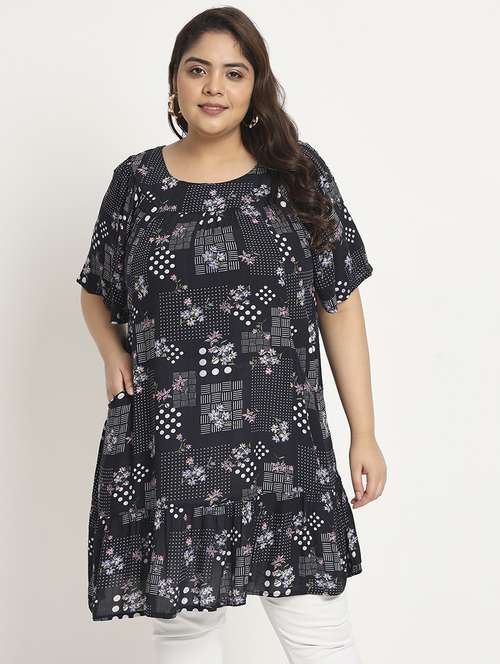 women printed round neck a-line dress - 20542165 - Very Small Image - 1