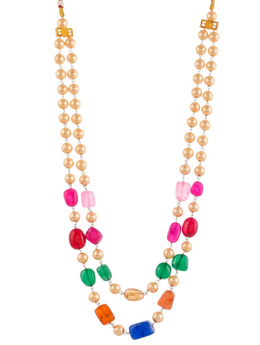 women pearl & stones layered necklace - 20547035 - Standard Image - 2