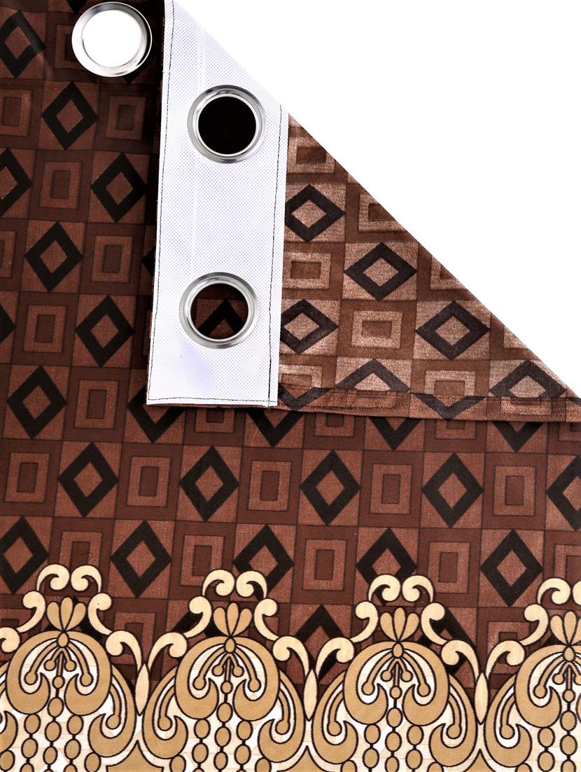 home sizzler 2 piece ethnic motif border panel eyelet polyester brown window curtain - 20553511 - Zoom Image - 2