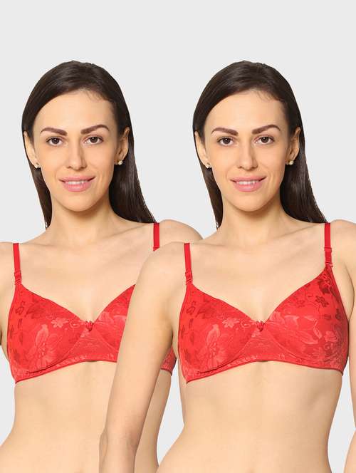 women pack of 2 lace work t-shirt bra - 20560487 - Very Small Image - 1