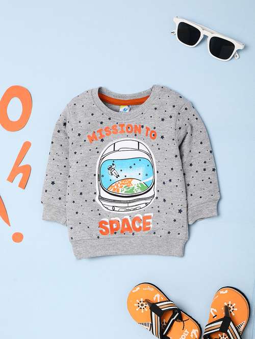 grey cotton front print sweatshirt - 20589542 - Very Small Image - 1