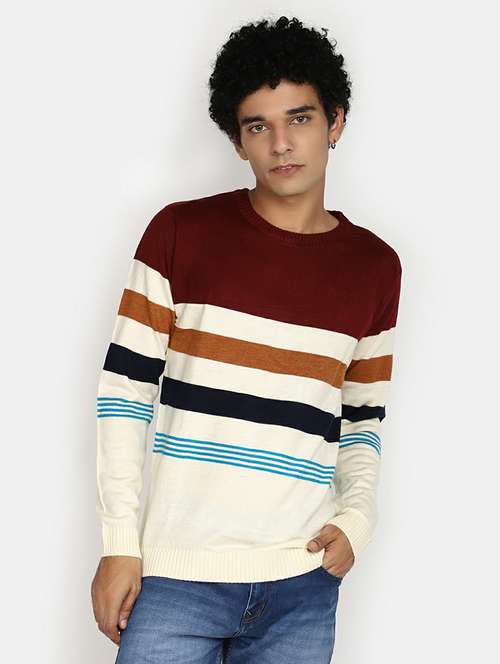 men striped long sleeve regular fit pullover  - 20595118 - Very Small Image - 1