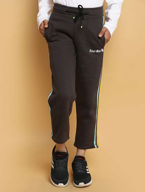 boys brown side taped track pant - 20595584 - Very Small Image - 1