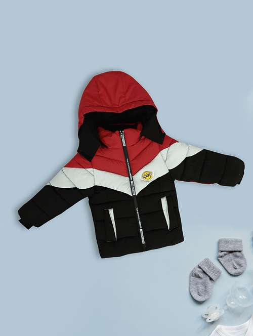 boys color blocked quilted hooded jacket - 20595880 - Very Small Image - 1