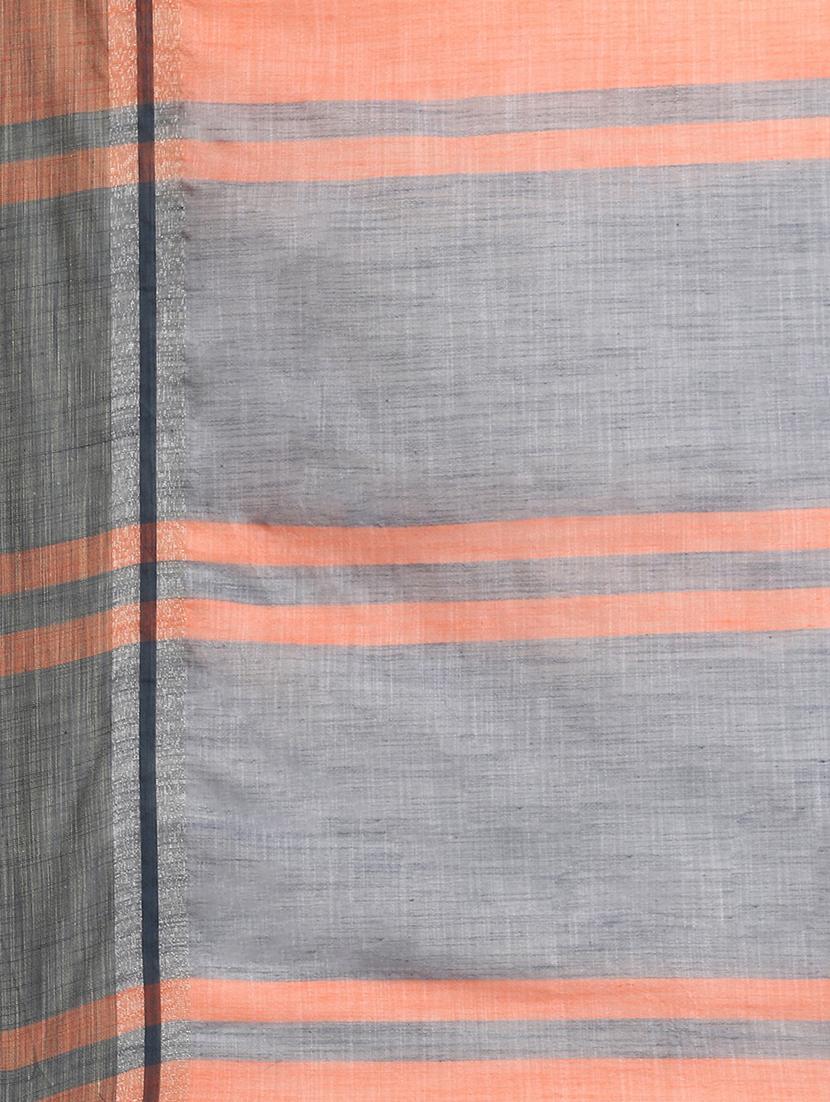 peach self design handloom saree with blouse - 20604312 - Standard Image - 4