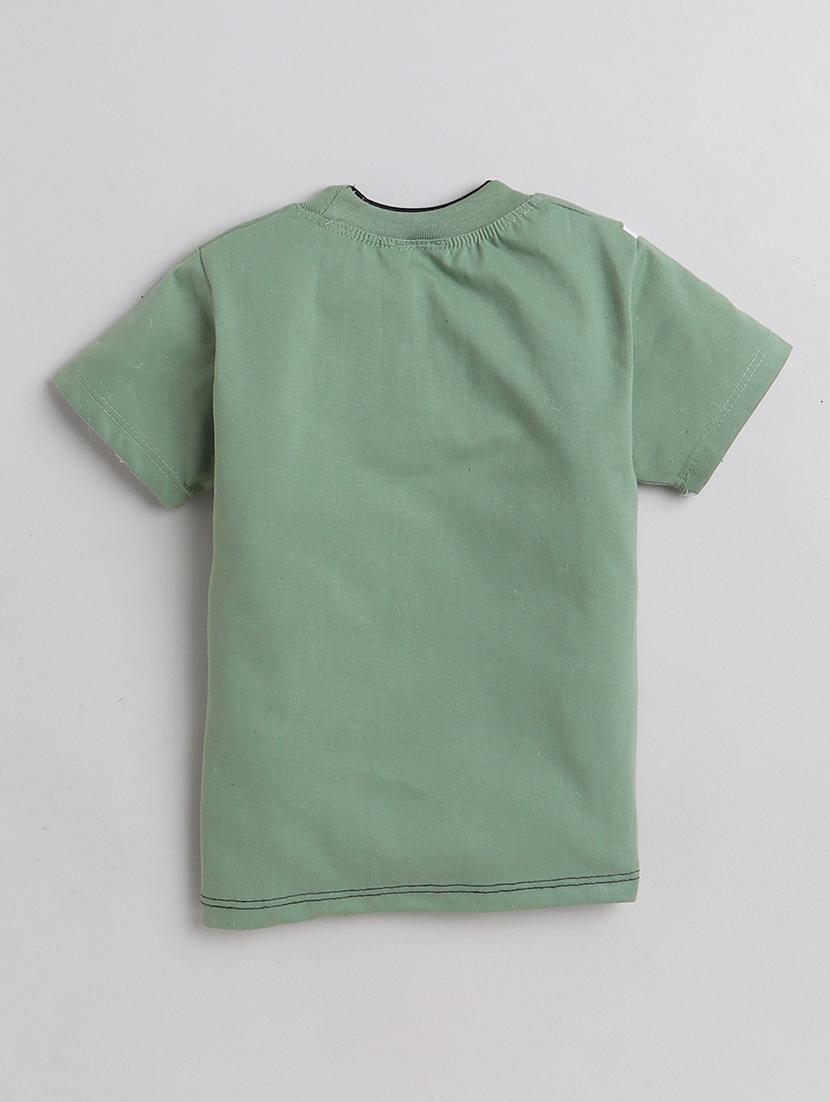 green front printed t-shirt & shorts set - 20625732 - Standard Image - 2