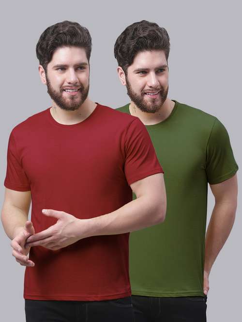 men solid pack of 2 short sleeves t-shirt - 20644854 - Very Small Image - 1
