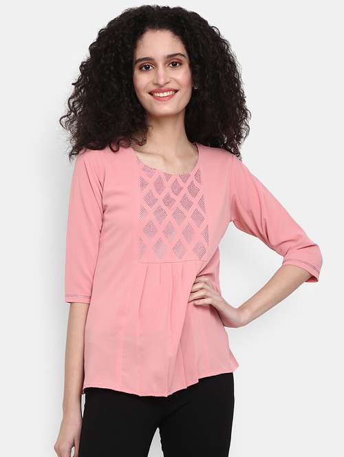 pink polyester a line top - 20681974 - Very Small Image - 1