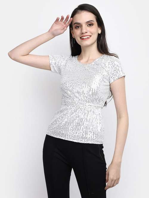 white polyester a line top - 20682079 - Very Small Image - 1