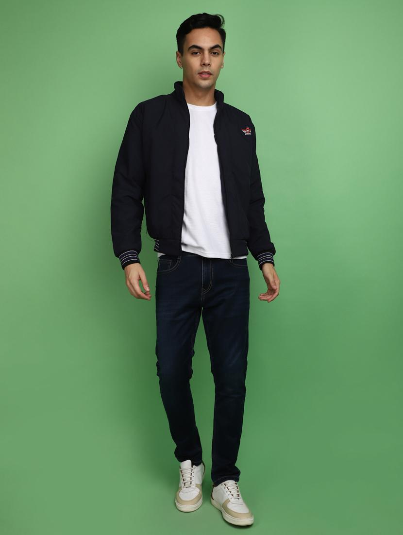 solid blue detailed casual jacket - 20686380 - Zoom Image - 4