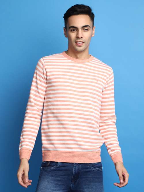 pink striped round neck pullover - 20686794 - Very Small Image - 1