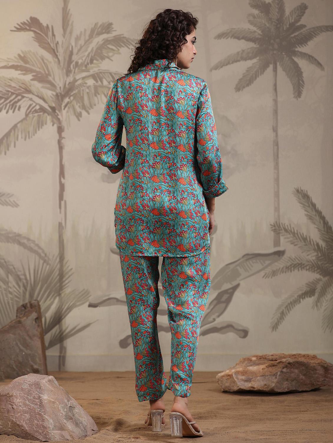 women blue floral printed co-ord sets - 20727273 - Zoom Image - 5