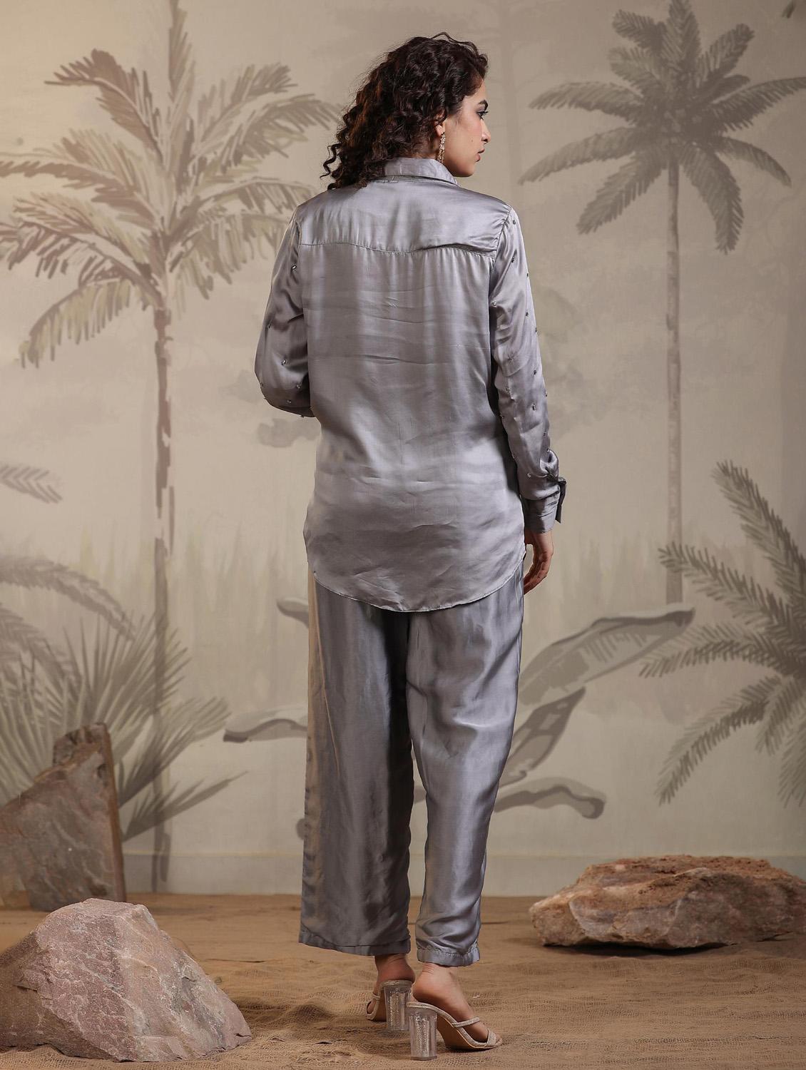 grey embroidered print co-ord set - 20727280 - Zoom Image - 6