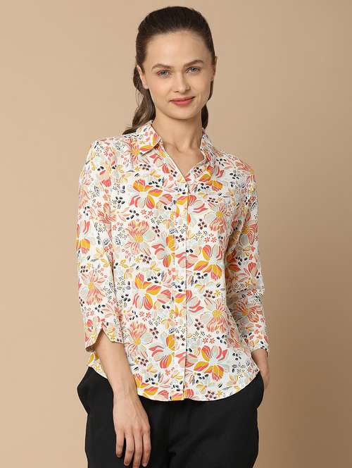 white rayon regular shirt - 20728031 - Very Small Image - 1