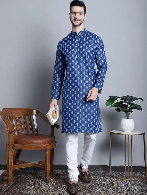 men mandarin neck kurta churidar ethnic wear set - 20733132 - Very Small Image - 1