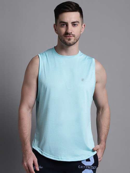 turquoise sleeveless plain t-shirt - 20757334 - Very Small Image - 1