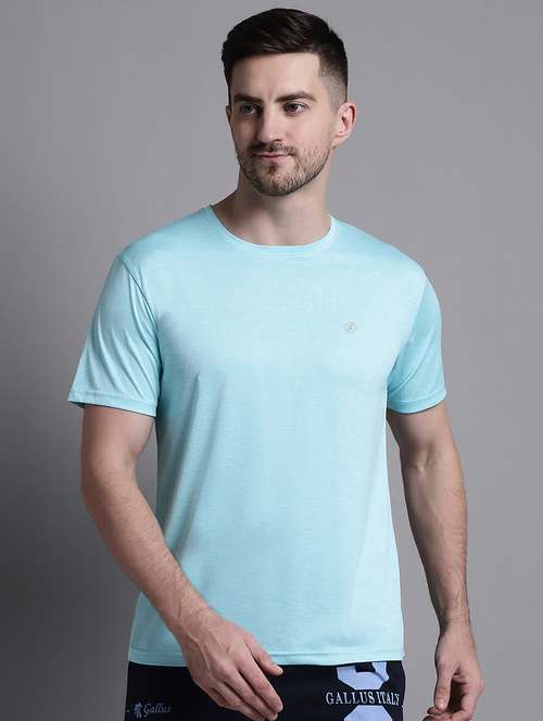 men light blue round neck t-shirt - 20757339 - Very Small Image - 1