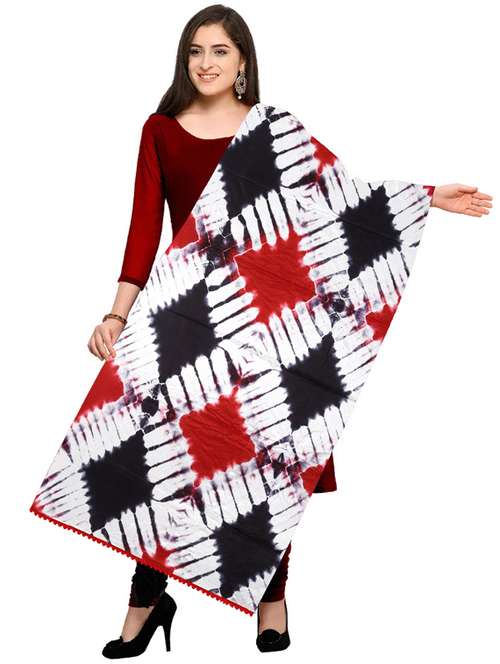 women black & white tie & dye dupatta - 20757393 - Very Small Image - 1