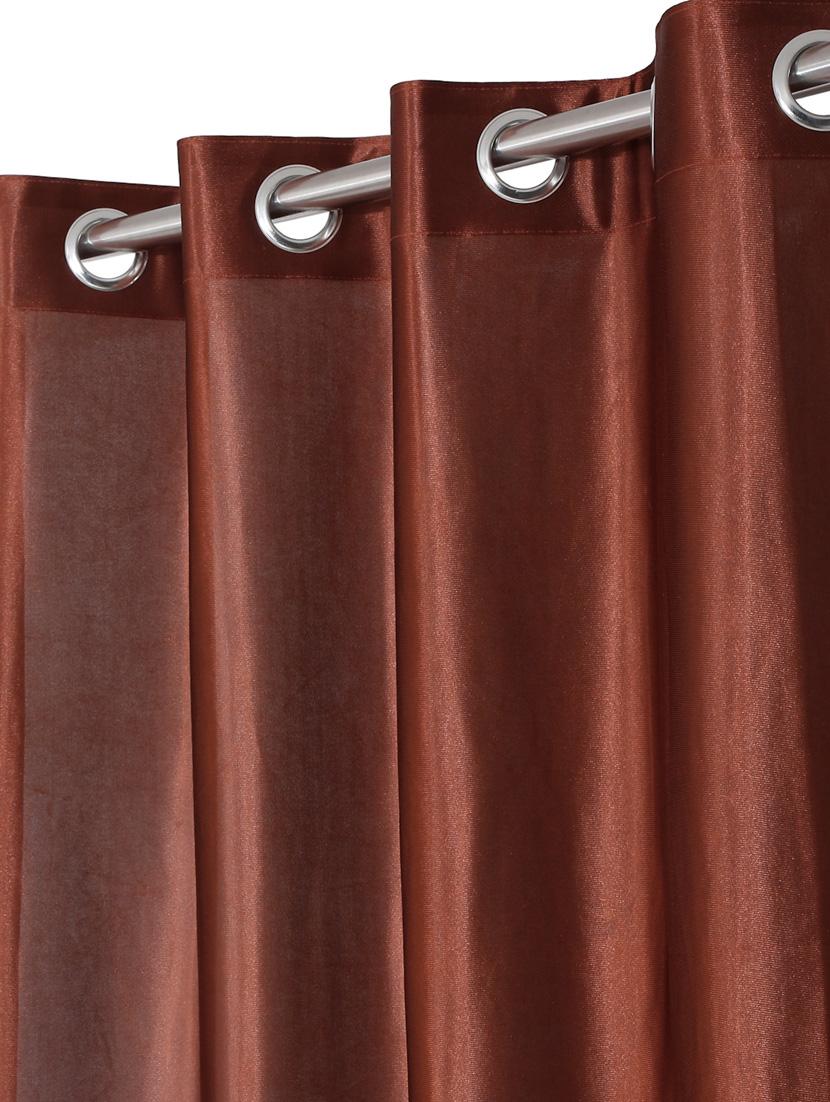 fashion string 3 pieces floral blossoms eyelet polyester window curtains - 5 feet, brown - 20766908 - Standard Image - 3