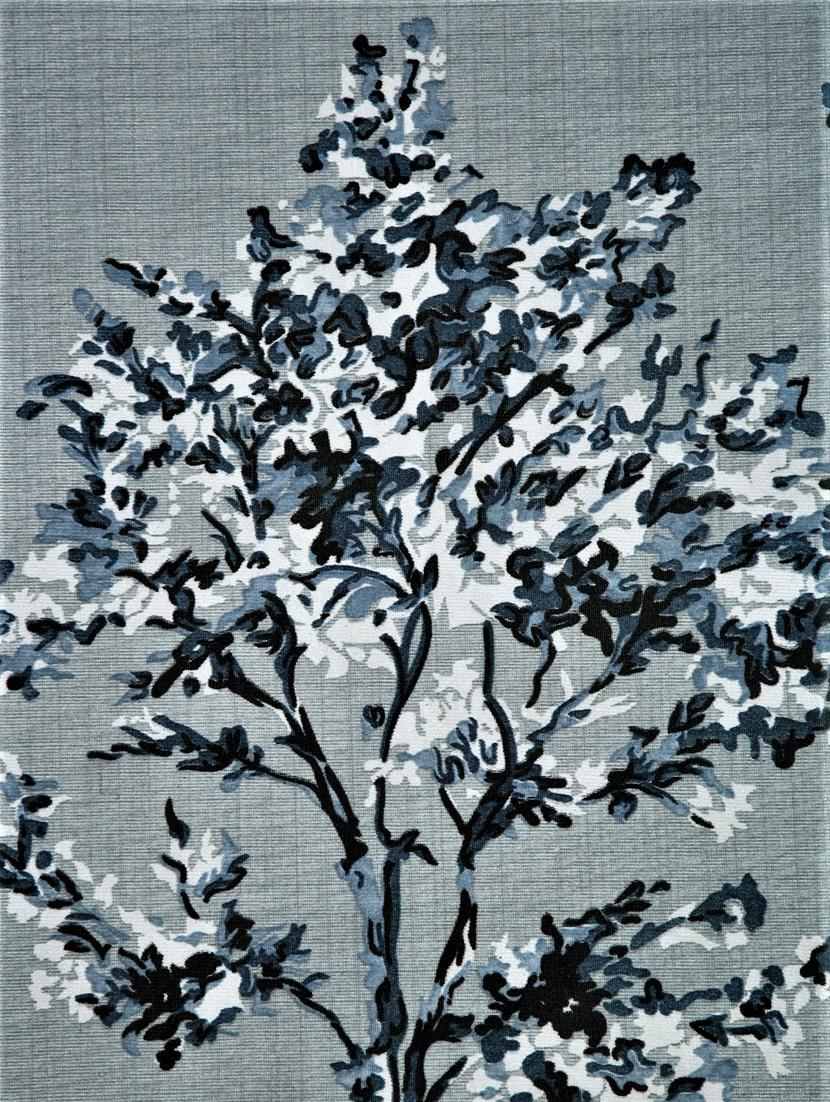 fashion string 3 pieces floral blossoms eyelet polyester door curtains - 7 feet, grey - 20766915 - Zoom Image - 4