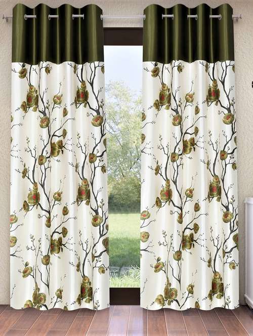 fashion string 2 pieces solid patch 3d tulip eyelet polyester window curtains - 5 feet, red - 20766962 - Very Small Image - 1