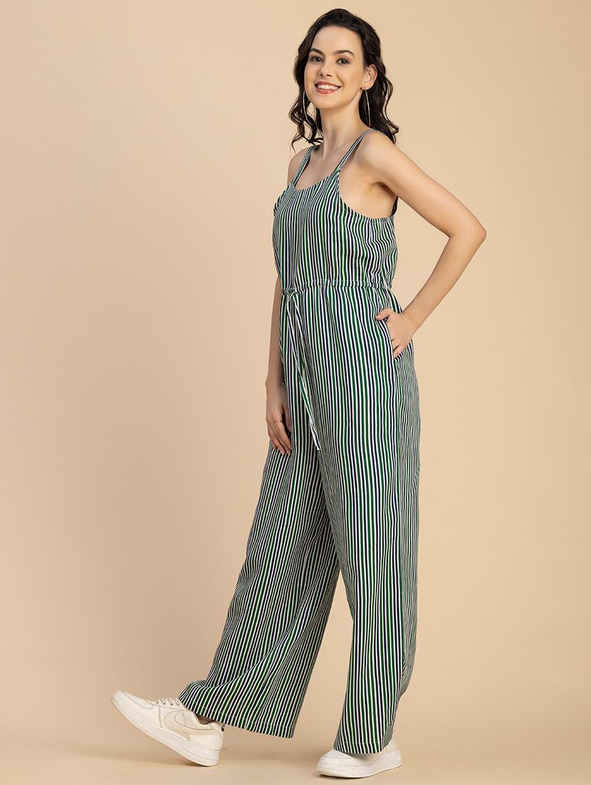women striped sleeveless full leg jumpsuit - 20767569 - Standard Image - 2