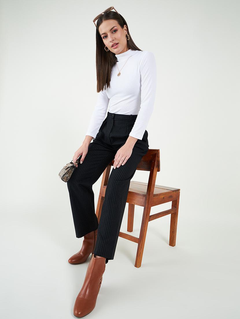 women solid turtle neck long sleeves top - 20777819 - Standard Image - 3