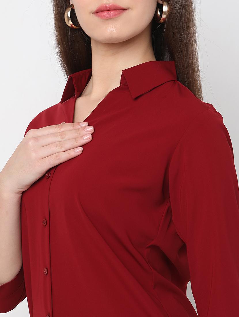 maroon cotton formal shirt - 20817650 - Standard Image - 5