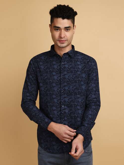 blue cotton casual shirt - 20826538 - Very Small Image - 1