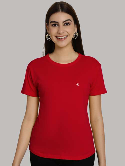 red cotton plain t-shirt - 20836809 - Very Small Image - 1
